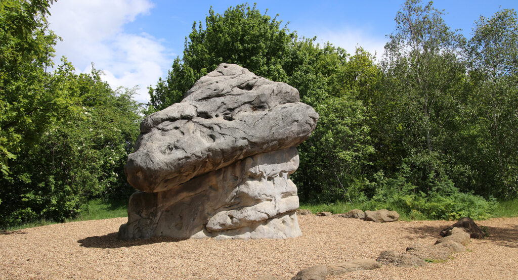 A man made boulder in Fairlop Waters Country Park, constructed by Rockwork Climbing Walls (photo: Ruth Siddall)